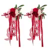 Juego de decoración para pasamanos de escalera de boda, cortina colgante decorativa floral de tela artificial, suministros de decoración para habitación de boda, arreglo para pasamanos de escalera