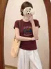 Camiseta de Algodão com Costela Treze Linhas Outono Inicial 2026 para Mulheres, Direto da Fábrica, Top de Manga Curta Acinturado, Fornecimento Exclusivo de Segunda Remessa de Verão