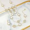 Collar de Trébol de Cuatro Hojas de Doble Cara Transfronterizo Moda de Lujo Ligero Colgante de Flor Dulce y Fresca Cadena para Clavícula Collar Adecuado para Niñas