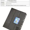 Livro de coleção de cartas de jogo preto com 9 grades, página interna dupla aberta, páginas de reposição de folhas soltas, livro de dez mil cartas, página interna com padrão de lichia