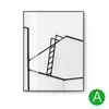 Pintura Decorativa Arquitectónica en Blanco y Negro Línea Simple Mural de Habitación Pintura Decorativa para Sala de Estar Nórdica Pintura Colgante Abstracta Geométrica Dormitorio