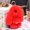 Pingente de Coelho Fofo para Bolsa, Adorável Ornamento de Coelho de Pelúcia Deitado, Pingente de Chaveiro de Carro, Coelho de Pelo Real Atacado