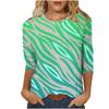 Novedad de verano 2024, top de mujer con estampado 3D de manga de siete puntos y cuello redondo para Amazon Europa y América.