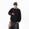 Sudadera Holgada con Empalmes Desconstruidos Americana para Hombres y Mujeres en Otoño Juventud Pulóver Deportivo Pesado Top de Cuello Redondo Suelto