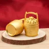 Adorno Dorado Calado de Sapo de Tres Patas, Sapo Pixiu Dorado Vintage Mordiendo Dinero, Decoración del Hogar, Adorno de Escritorio Atractor de Riqueza