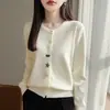 Cross2026 Nuevo Cárdigan de Punto de Cuello Redondo Otoño Botones de Concha Estrella de Mar Suéter de Manga Larga para Mujer Ropa Exterior Versátil