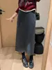 Impresionante falda recta de punto gris oscuro para mujer, falda de un solo paso para otoño e invierno, minifalda de cachemira, falda larga ajustada de cintura alta