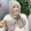 Gorro y Bufanda Todo en Uno Invierno para Mujer Gorro Tejido a Mano Doble Capa Engrosado Cálido y Antihielo Gorro Tejido para Madres de Edad Media y Mayores