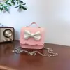 Bolso de Hombro con Cadena de Lazo Lindo para Niñas, Bolso de Mano para Bebé de Color Sólido a la Moda, Mini Bolso de Accesorios para Niños Estilo Occidental