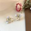 Pendientes de concha de abulón colorida con forma de mariposa y perlas de agua dulce, elegantes, dulces, frescos y a la moda, combinables con todo, estilo occidental.
