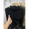 Suéter Feminino Gola Alta Canelado Slim Fit com Design Vazado, Novo Estilo Outono/Inverno 2026 Top Base