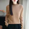 Camiseta de base de malha interna solta para outono e inverno, gola semi-alta de veludo Andy, peça única feminina para comércio exterior