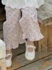 Pantalones antimosquitos de verano para niñas, pantalones casuales de algodón con encaje y estampado de nubes, bonitos pantalones sueltos con estampado floral pequeño para bebés