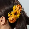 Acessórios Europeus e Americanos, Pente de Cabelo Flor Simulado Estilo Floresta Doce, Grampo de Cabelo Lateral Flor Estilo Étnico Atmosférico