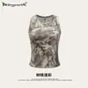 Camiseta Chaleco de Manga Corta Camuflaje de Verano Street Madness Europeo y Americano Ajuste Delgado Pantalones Cortos con Tirantes Conjunto de Pareja para Hombres y Mujeres