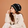 Gorro de Punto Jacquard Fair Isle con Borde Enrollado para Mujer, Otoño e Invierno, Cálido, Moderno, Versátil, Adelgazante, Gorro Holgado de Hilo Fino