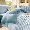 Juego de Cuatro Piezas de Terciopelo de Leche Cálido de Invierno Alta Densidad Sábana de Felpa Sencilla Funda Nórdica Hogar Dormitorio Juego de Tres Piezas