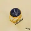 Anillo de apertura de piedra redonda retro europea y americana de acero inoxidable 304 para damas, diseño de nicho, joyería al por mayor