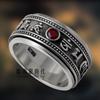 Ciervo Fugui plata s925 mantra de seis palabras Granate anillo popular para hombre plata tailandesa anillo giratorio anillo masculino de moda