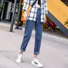 Verão 2020 Novo Estilo Coreano Cintura Alta Jeans Soltos Roupas Femininas Estudante Reto Perna Larga Cropped Tendência Chic Calças