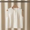 Top Colete de Outono Novo Estilo com Textura de Bambu Mistura de Triacetato Gola Redonda Sem Mangas Normcore e Versátil para Rejuvenescer