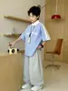 Camisa de Rayas Finas para Niños 2026 Verano Nuevo Diseño de Panda Casual Transpirable 100% Algodón para Niños Mayores