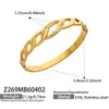 Conjunto de Pulsera con Broche en Forma de Anillo Incrustado con Circonita Geométrica Estilo Europeo y Americano, Chapado en Oro PVD, Conserva el Color, Joyería Sencilla y de Alta Calidad