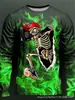 Camiseta de manga larga casual retro con calavera 3D para hombre, cuello redondo, pulóver, nuevo, transfronterizo, directo del fabricante