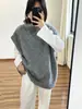 Chaleco Suéter Sin Mangas de Cuello Alto Estilo Coreano para Mujer 2025 Otoño e Invierno Nuevo Estilo Holgado Estilo Perezoso Chaleco de Punto para Superponer de Moda