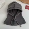 Chapéu e Cachecol Tudo-em-Um Chapéu 2025 Outono e Inverno Novo Estilo Proteção para o Pescoço Cachecol Quente de Lã Boina de Tricô Estilosa Estilo Coreano