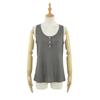 8023-25 Nuevo Estilo de Verano Estilo Retro Americano Tirante Ancho Botón Top Delgado Holgado Camisola para Mujer