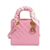 Bolsa de Mão Bordada com Padrão de Diamante de Comércio Exterior com Lenço de Seda, Bolsa Feminina Estilo Princesa Diana, Novo Modelo 2026, Sensação de Luxo, Bolsa de Ombro Único Transversal, Transfronteiriça