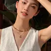 Accesorios de Collar de Cuentas de Ojo de Tigre Natural para Mujeres Cadena para Suéter de Capas Cadena de Lujo Ligero Nicho Sensación de Gama Alta Colgante Collar Gargantilla Adornos