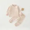 Conjunto de ropa interior térmica de algodón suave para bebés recién nacidos, Clase A, primavera y otoño, sin costuras, con broches en el hombro, conjunto de ropa interior de algodón de color para bebé