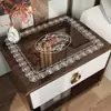 Alfombrilla de Mesa para Mesita de Noche de Vidrio Suave Transparente con Encaje Estilo Americano, PVC, Impermeable, Resistente al Aceite, Resistente al Calor, Mantel y Alfombrilla de Mesa sin Lavado
