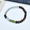 Pulseira de Fio Único de Jacarandá Preto Natural com Contas Espaçadoras de Bambu de Jade, Contas de Oração Budistas, Joia Elegante Feminina