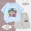 Ropa Infantil de Thomas el Tren Traje Infantil de Manga Corta Niños Grandes Estampado Casual de Dos Piezas Verano Holgado Moderno