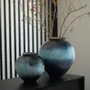 Jarrón de cerámica Jingdezhen con esmalte de cielo estrellado y cuerpo redondo, adorno de arte para mueble de TV, decoración de entrada estilo Wabi-sabi, envío gratis