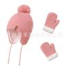 Fábrica fuente 6 colores punto transfronterizo Amazon explosiones Nuevo más terciopelo invierno gorro de bebé guantes conjunto de 2 piezas