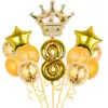 Set de Globos Digitales de Corona Transfronterizos en Varias Formas para Decoración Temática de Fiesta de Primer Cumpleaños Infantil Globos de Papel de Aluminio