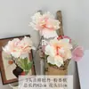 Buquê de peônias artificiais com peônias hibisco de três cabeças para decoração de sala de estar, arranjos florais internos e externos, vaso de decoração de casa de alta qualidade