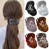 Pinza para el Cabello de Pato con Estampado de Leopardo Retro Corazón Clip Plano de Alta Gama para Mujer Parte Posterior de la Cabeza Placa Grande Abalone Pinza para el Cabello
