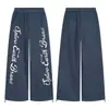 Pantalones de Chándal Anchos y Fluidos Estilo Retro Americano Impresos con Letras de Comercio Exterior Transfronterizo Pantalones con Cordón de Moda Nuevo Modelo Verano 2026
