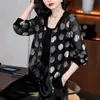 Novedad de verano, ropa de protección solar de manga larga de gasa de talla grande para mujer, camisa con aire acondicionado, abrigo corto informal para mujer, traje de béisbol, camisa con protección solar