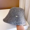 Chapéu de balde de pelúcia simples de lã de alpaca de alta qualidade, chapéu feminino de inverno, chapéu de pescador quente e elegante, chapéu de malha maré