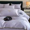 Novo conjunto de cama de quatro peças em algodão puro, conjunto de cama de alta qualidade em algodão puro, conjunto de lençol com elástico premium de quatro peças 4