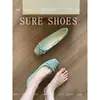 ¡Versión de piel de oveja! Zapatos de mujer elegantes azules de 3 cm, nuevos bailarinas con lazo Primavera 2025