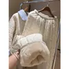 Pijama Acolchado de Algodón Floral de Tres Capas Estilo Francés Dulce y Femenino para Mujer, Nuevo Conjunto Grueso de Ropa de Algodón para Estar en Casa, Se Puede Usar Afuera
