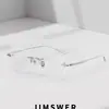 Gafas de Prescripción Sin Montura de Titanio Puro Ultraligeras Estilo Wang Anyu para Hombre, Personalizables con Graduación, Sensación de Alta Gama, Bloqueo de Luz Azul, Diseño Sin Montura