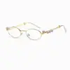 Gafas de Sol Dulces con Tachuelas de Diamante de Alto Valor Estético, Estilo Ins Ovaladas Inspiradas en Chanel, Gafas de Sol Retro de Calle para Realzar Rostros Pequeños B